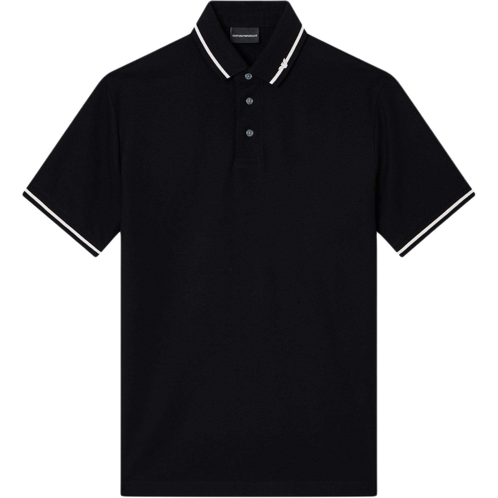 

Пике поло с микро-вышивкой Eagle и отделкой EMPORIO ARMANI, черный
