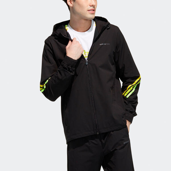 Куртка adidas neo M Fav 3s Wb 2 Stripe Sports hooded Logo Jacket Black, мультиколор — фото 2