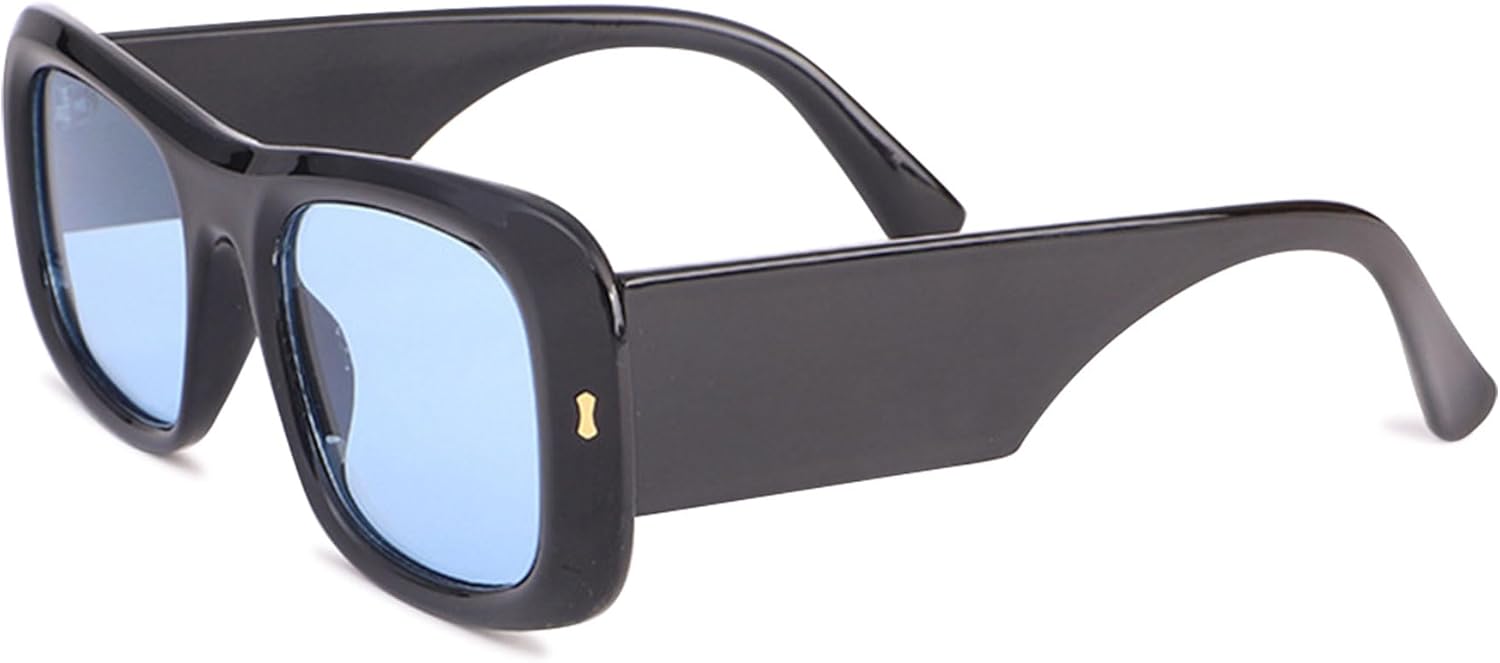 

Большие квадратные солнцезащитные очки для женщин и мужчин, без поляризации, модные, с защитой UV400, большие солнцезащитные очки для водителя, для активного отдыха и путешествий ALKAHE, Black Frame Blue Lens