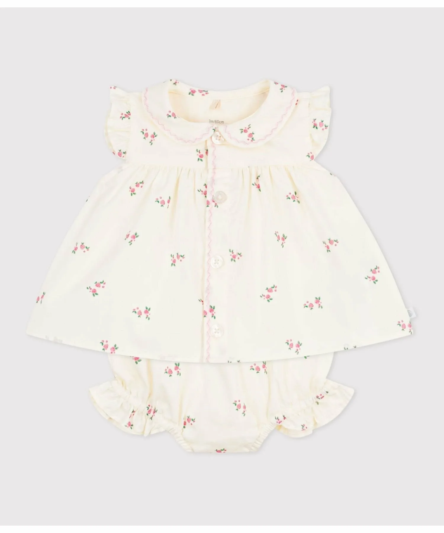 Детский комплект из двух предметов с цветочным принтом PETIT BATEAU, Off-white/multicolor