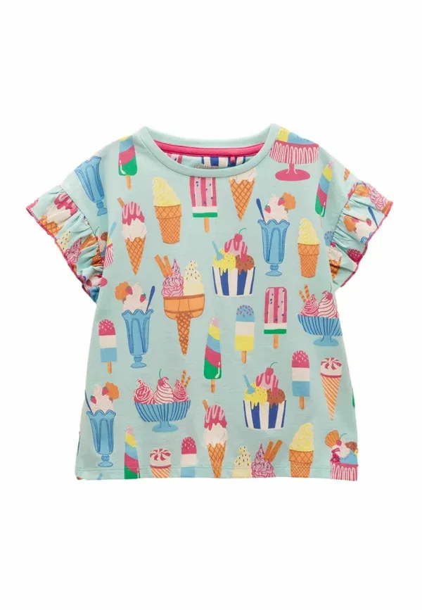 Футболка Regular fit Joules Waverley Embroidered Frill Sleeve, голубое мороженое