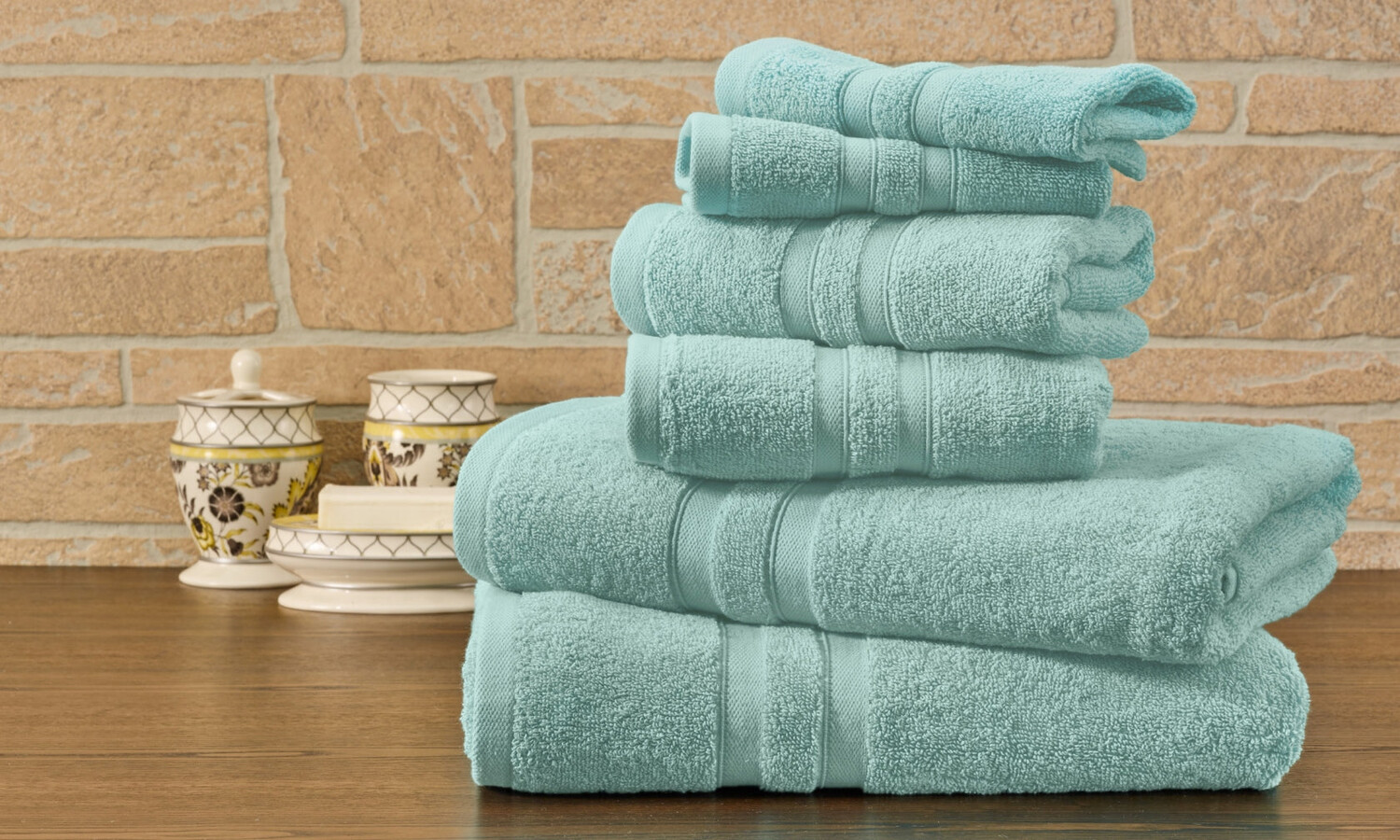 

Bibb Home Набор полотенец из египетского хлопка из 6 предметов, цвет Solid Aqua