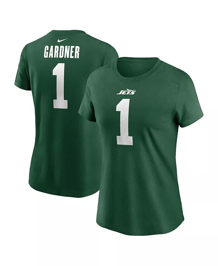

Женская футболка Ahmad Sauce Gardner Legacy Green New York Jets с именем и номером Nike