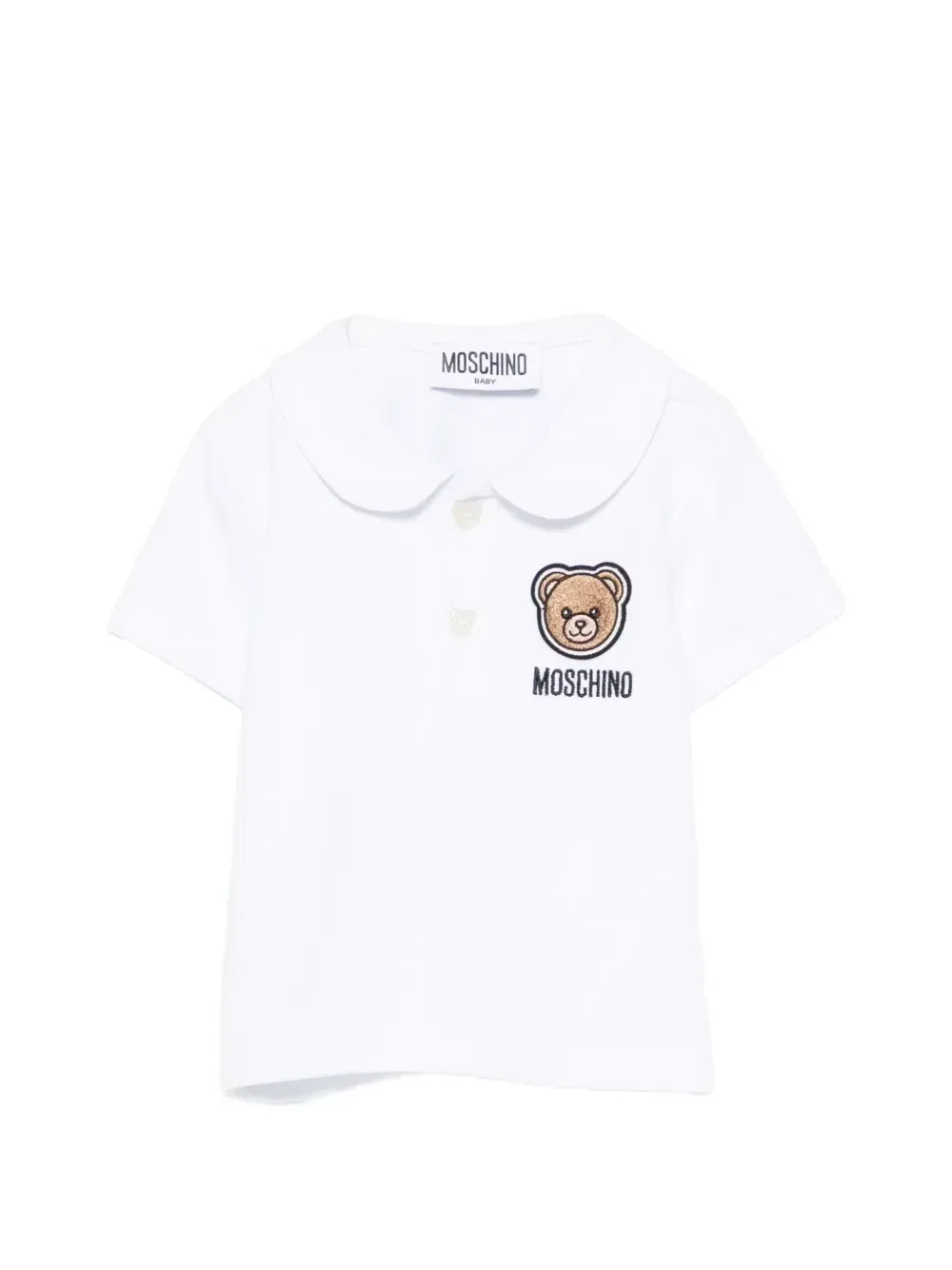 Рубашка поло с вышитым логотипом Moschino Kids, белый