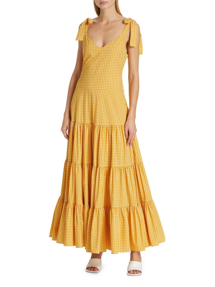 

Платье макси Arianna с многоуровневым дизайном Caroline Constas, цвет Yellow Gingham