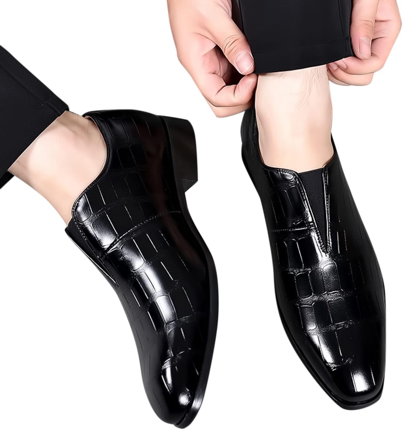 

Мужские классические оксфорды Hbeylia, деловые формальные туфли с шнуровкой на 4 отверстия, британский стиль, легкая кожаная обувь на смокинг, заостренный носок, удобные туфли для принца, офиса, свадьбы, деловые туфли с крыльями, черный