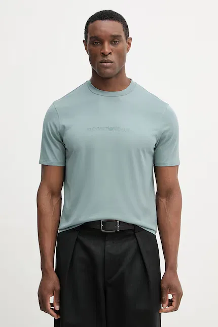 Футболка хлопковая bawełniany Emporio Armani, зеленый