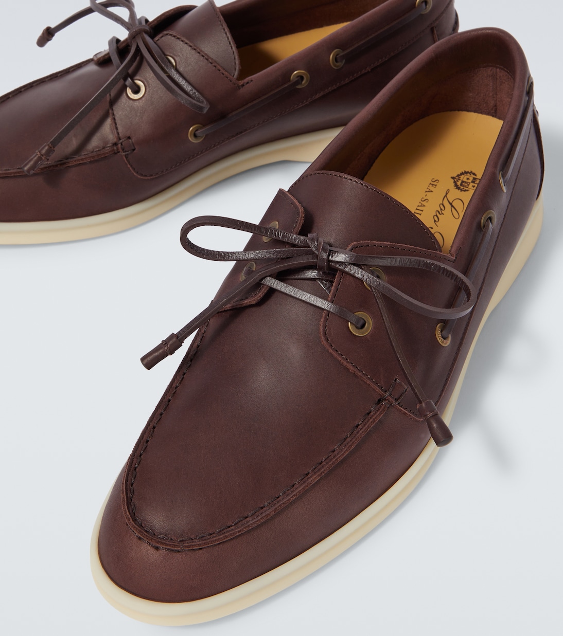 Кожаные лодочные туфли Sea-Sail Walk Loro Piana, Light Chocolate — фото 3
