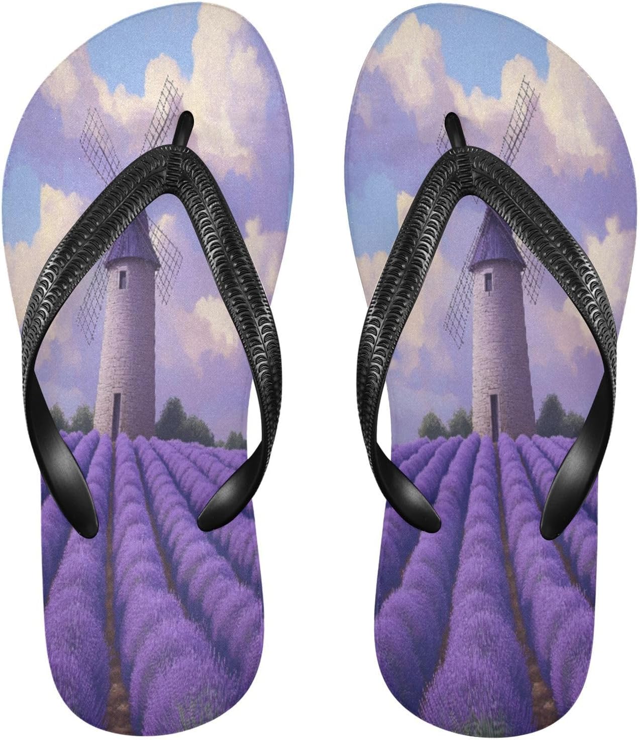 

Лавандовые шлепанцы с изображением ветряной мельницы, фиолетовые, пляжные, для душа, резиновые, нескользящие, летние, для женщин и мужчин, для прогулок Sinestour