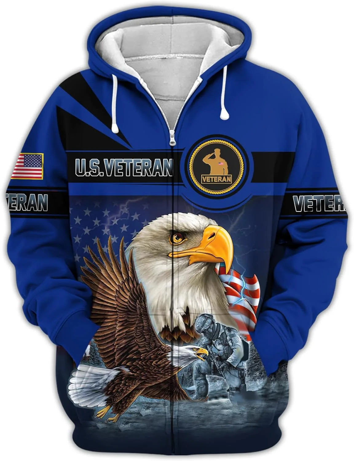 

Толстовка American Eagle с капюшоном и молнией для мужчин, тактическая, в патриотичном стиле Vetadn