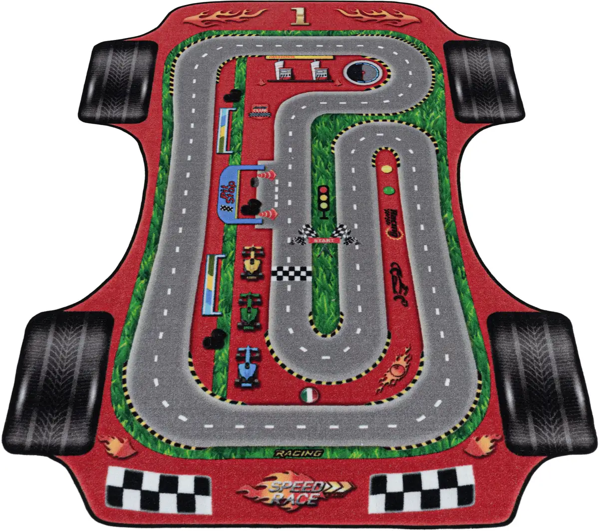 

Ковры Айылдыз детский ковер "PLAY 2907", прямоугольный, прочный с коротким ворсом, гоночная трасса, машинки, детская комната Ayyildiz Teppiche 120х170 см, красный