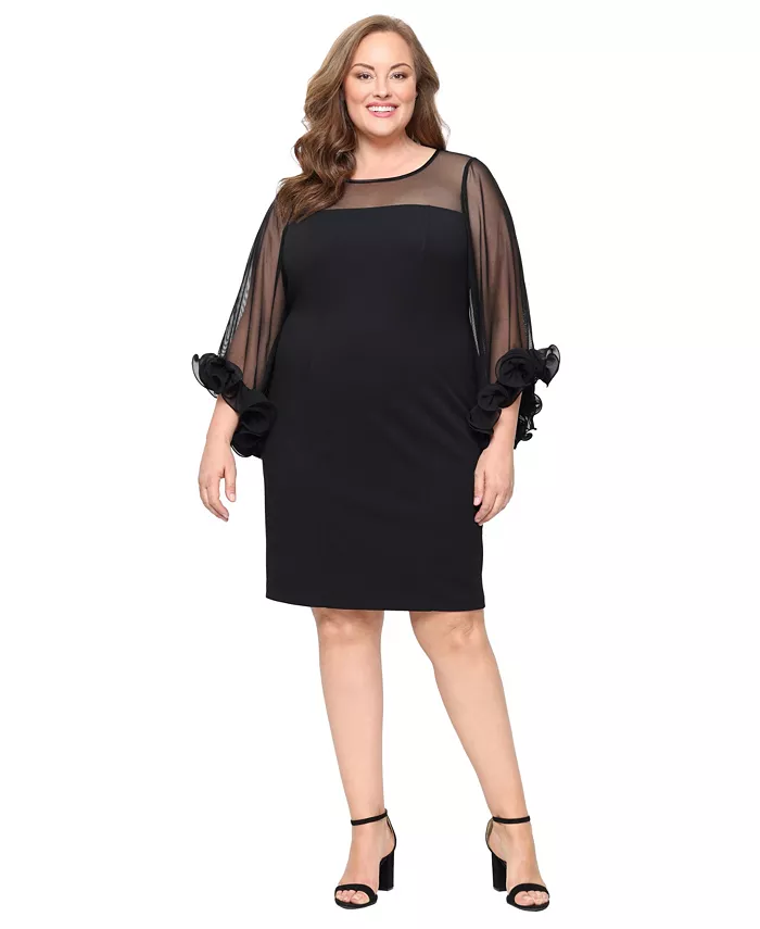 

Платье-трапеция из крепа больших размеров с рукавами 3/4 Alex Evenings