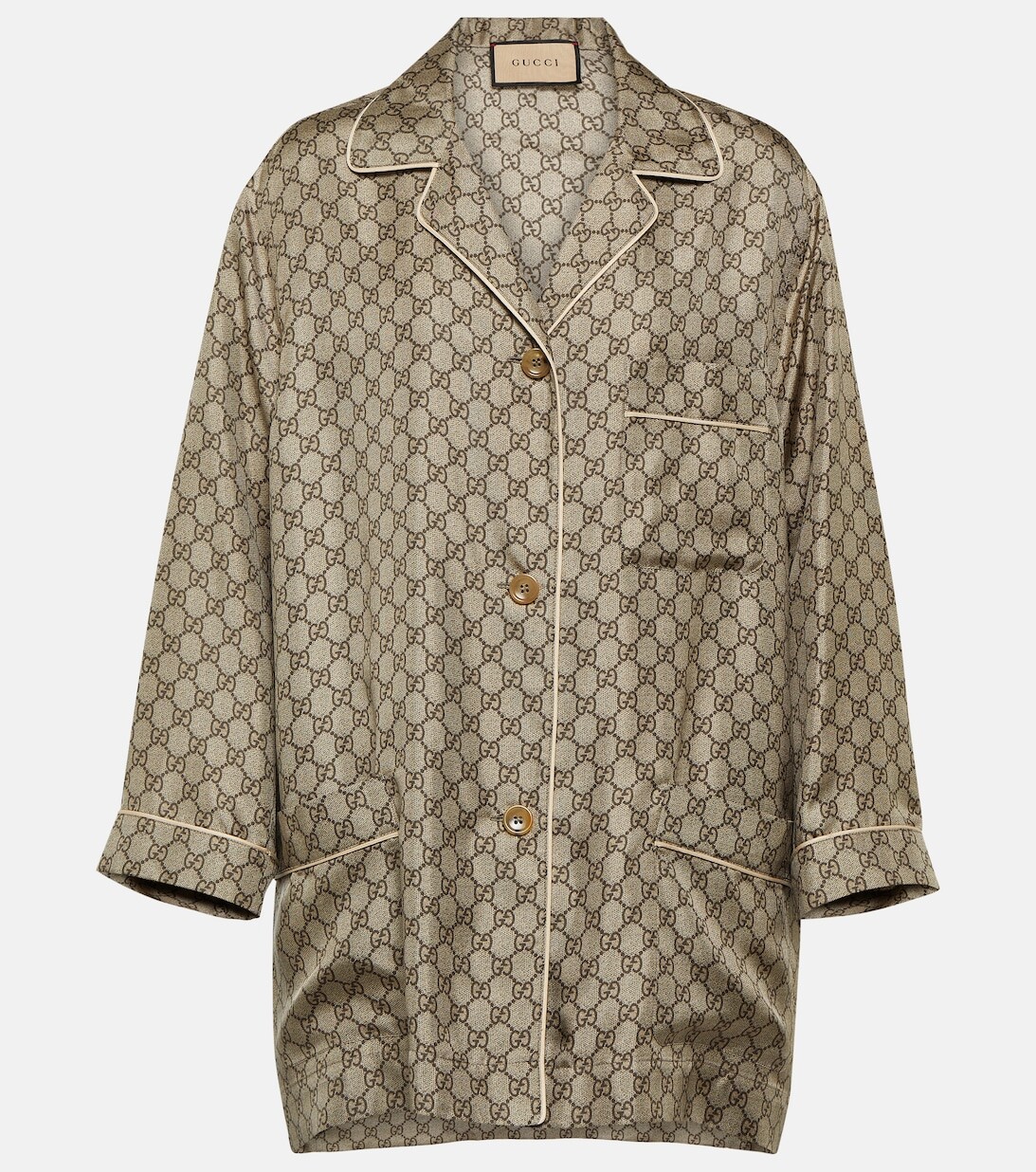 

Рубашка оверсайз с логотипом GG Supreme GUCCI, коричневый