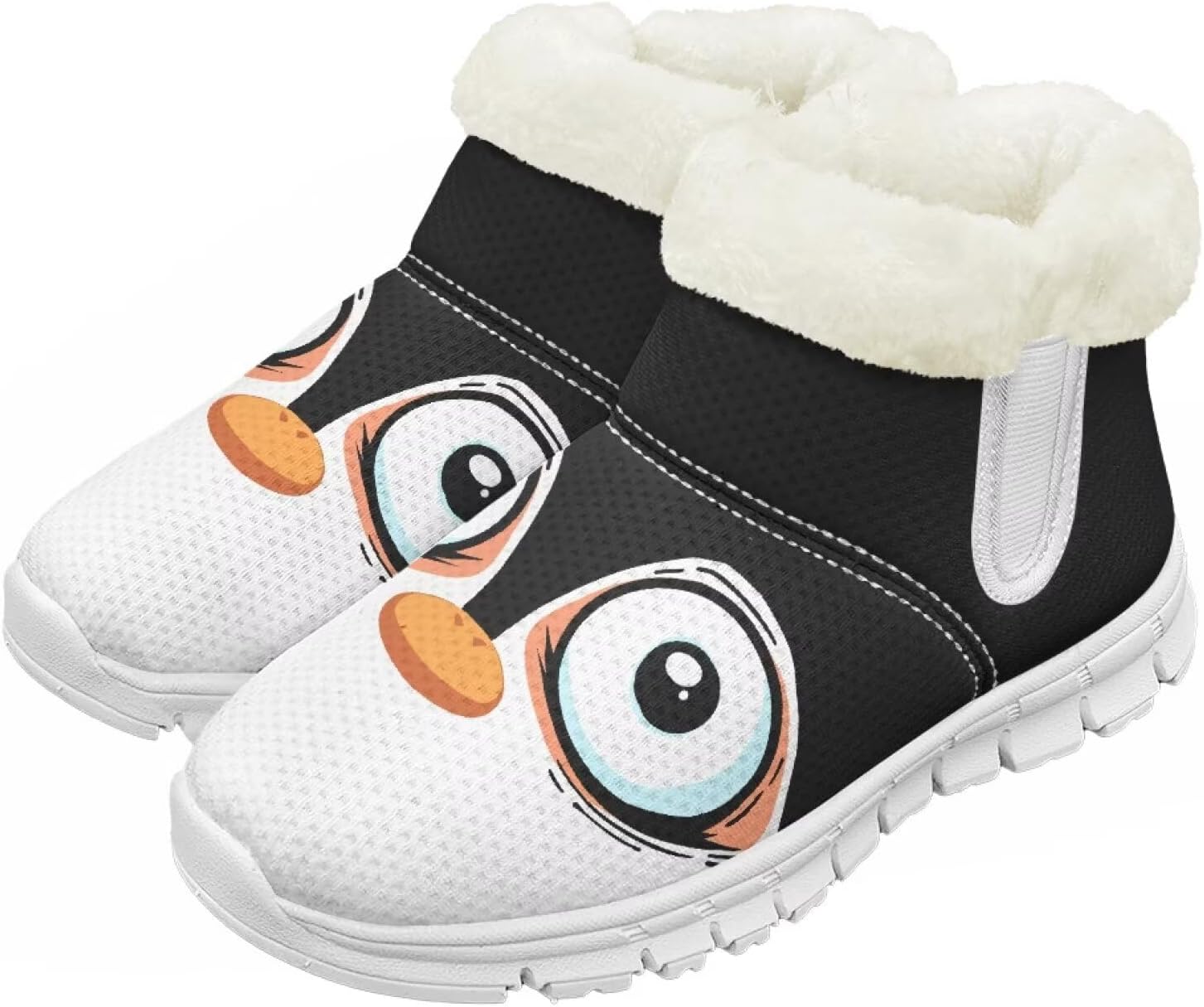 

Pzuqiu Детские зимние сапоги с теплым мехом, милый принт для мальчиков и девочек, малышей/детей/старших детей для прогулок на улице, белая подошва