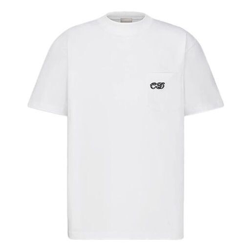 

Футболка men's x kenny scharf crossover ss21 alphabet embroidered round neck short sleeve white Dior, белый