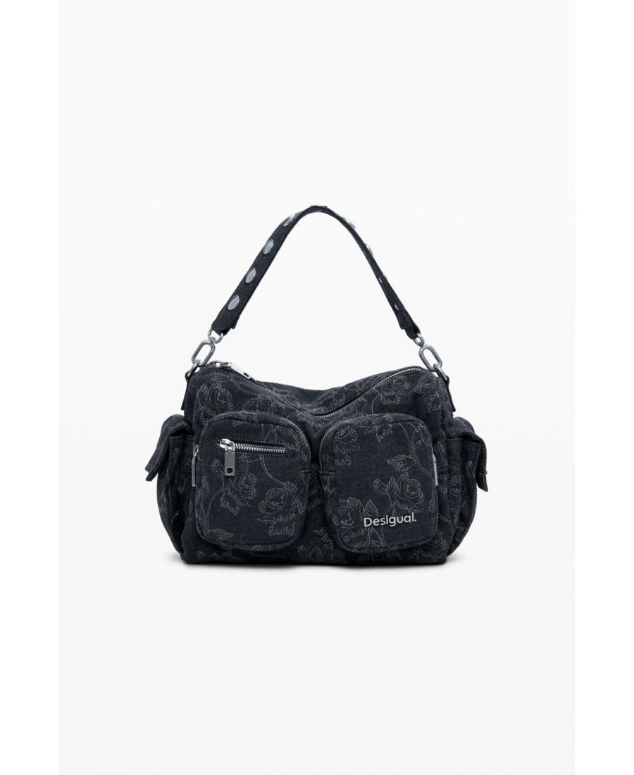 

Женская джинсовая сумка среднего размера с множеством карманов и вышивкой Desigual, Black