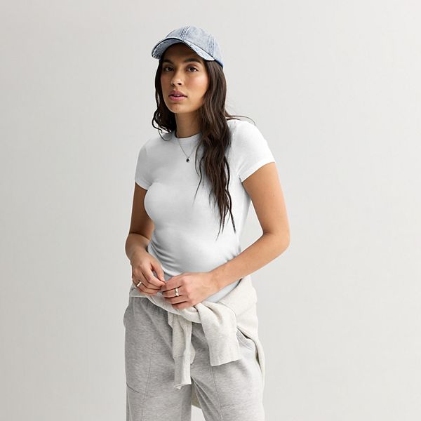 

Джемпер с коротким рукавом и ребристым воротником-гольф для подростков So, Modern White