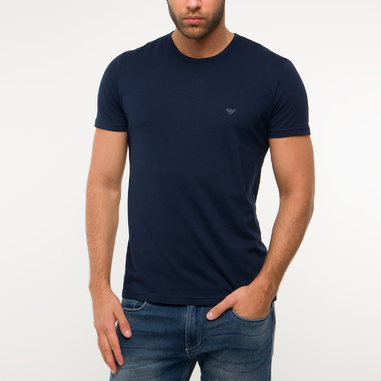 Двухкомплектные футболки из чистого хлопка Regular fit EMPORIO ARMANI, темно-синий — фото 4