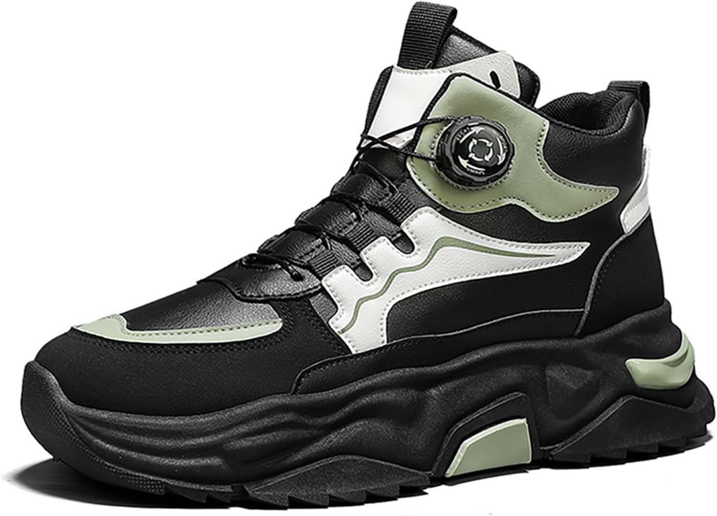 

Мужские модные кроссовки высокие для ходьбы, спортивные и повседневные кроссовки, массивные кроссовки для мужчин Spwagym, черный/зеленый