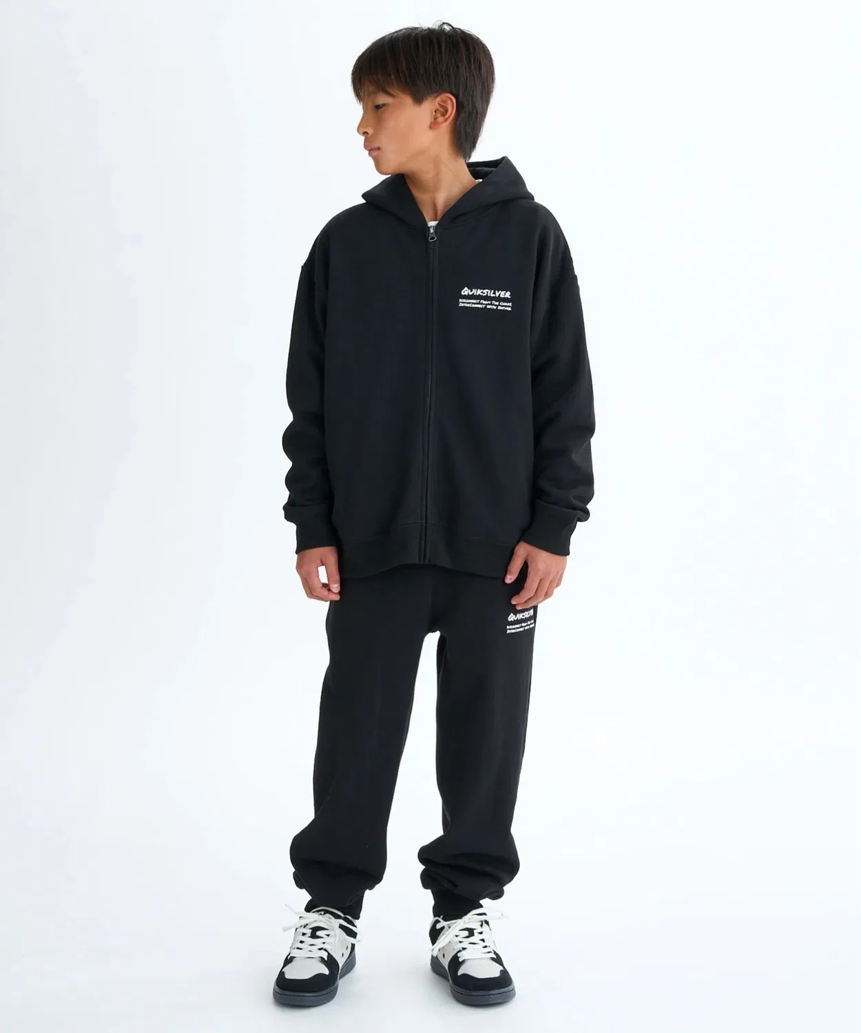 Худи-футболка с капюшоном Quiksilver HAND DRAWN ZIP PK YOUTH с принтом, чёрный — фото 3