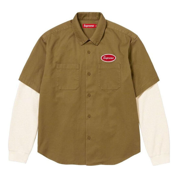 

Рубашка fw23 week7 thermal sleeve work shirt 'brown' Supreme, коричневый