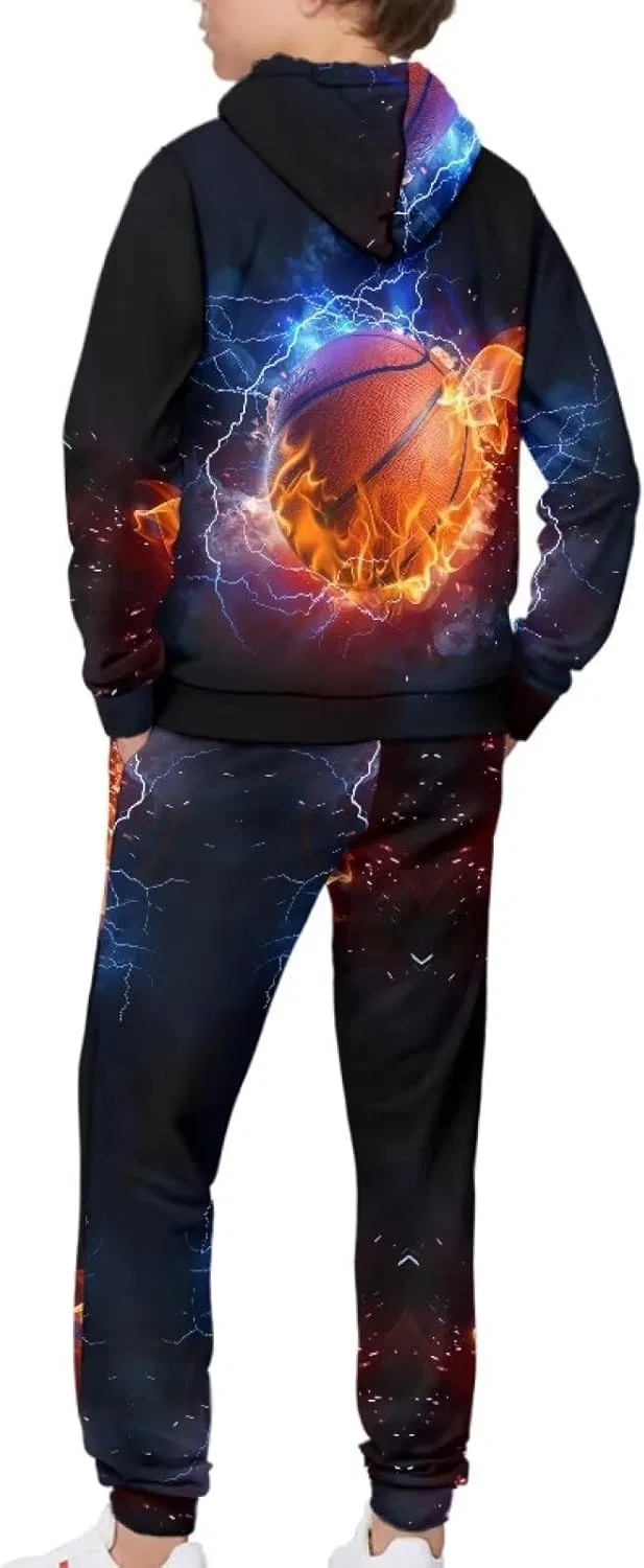 Детский спортивный костюм с принтом Fire Basketball, Yuuxorilu, из 2 предметов, Fire Basketball With Lightning Printedd — фото 4