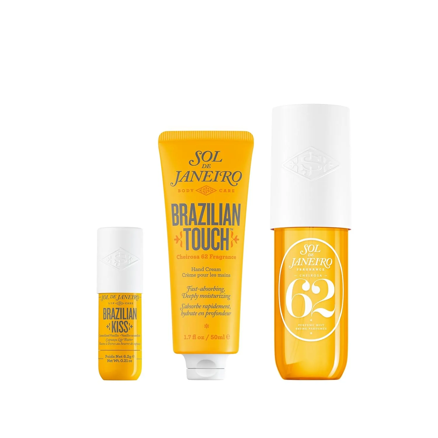 Набор Sol de Janeiro Purse Essentials в дорожном формате | Бальзам для губ Brazilian Kiss, крем для рук Brazilian Touch и парфюмерный спрей Cheirosa 62, 95 мл | Эксклюзивно на Amazon