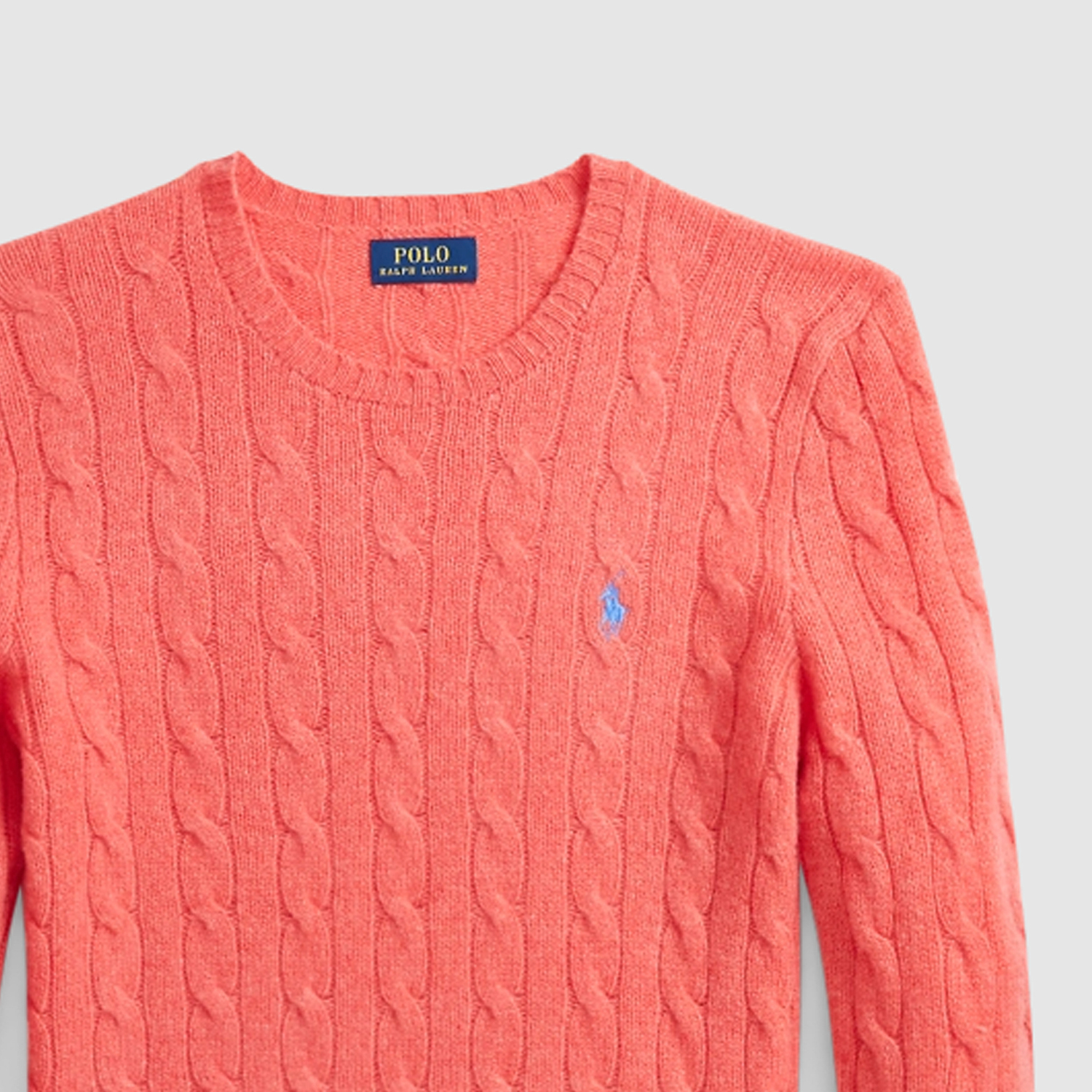 Пуловер с кабельной вязкой и вышивкой пони Polo Ralph Lauren, Розово-красный — фото 4
