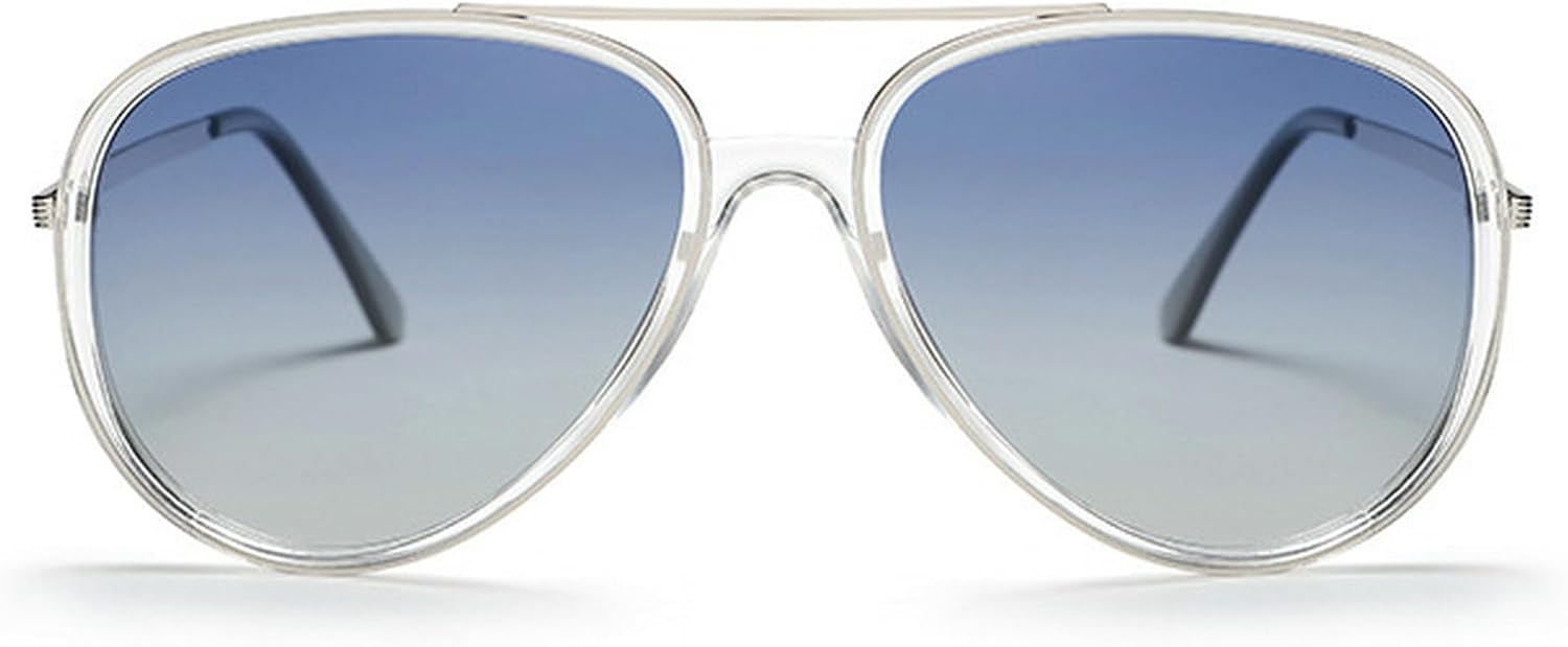 

Ретро-солнцезащитные очки-пилот в металлической оправе для женщин и мужчин, 2025 год, роскошные модные винтажные овальные солнцезащитные очки с двойной дужкой mincl, Clear Blue