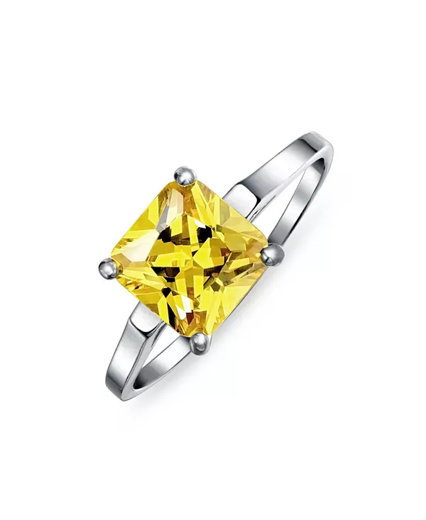 

Простое кольцо с квадратным фианитом 3 карата, тонкая полоска 1,5 мм, покрытое розовым золотом, серебро 925 пробы Bling Jewelry, yellow