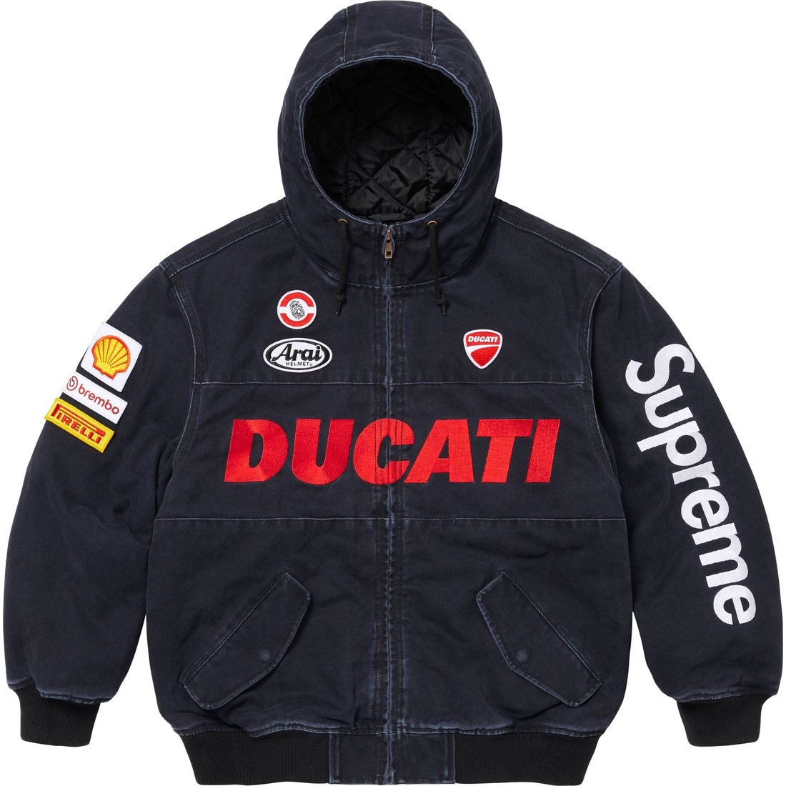 Supreme Куртка спортивная с капюшоном унисекс на молнии с двумя карманами, Denim Blue/Denim — фото 4