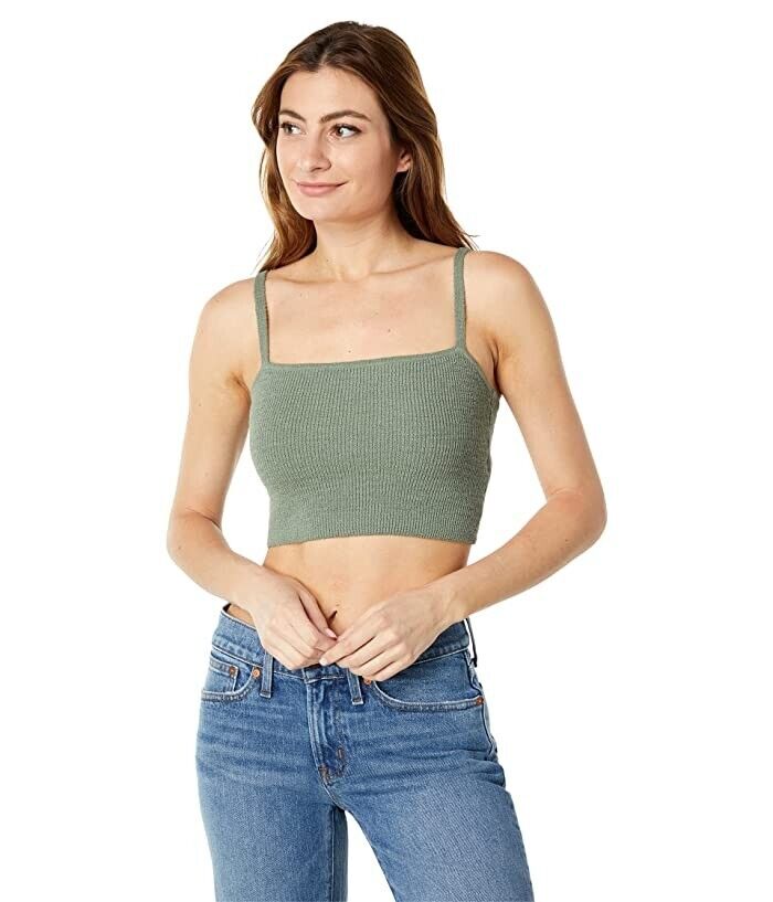 

Мадевелл Халстед Топ Свитер Женский Зеленый Ребристый Вязаный Короткий Madewell