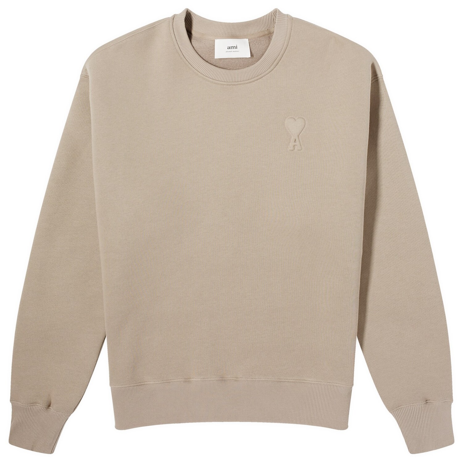 

Свитер Ami Paris Embossed Heart Crew Sweatshirt, цвет Light Taupe