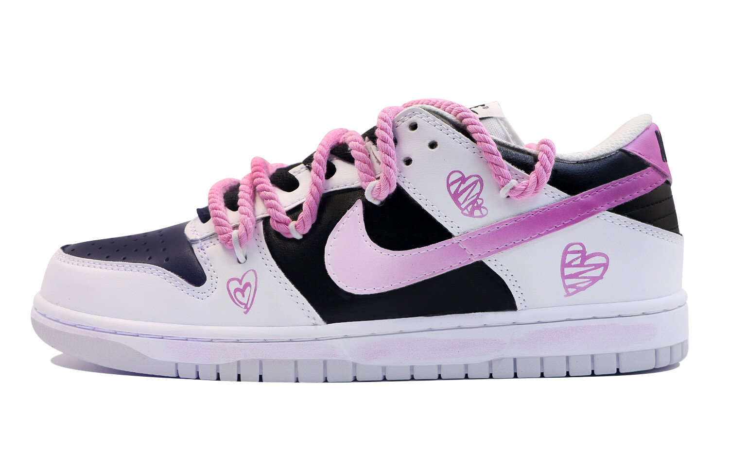 

Кроссовки Nike Dunk Skateboarding Shoes Men Low-top White/black/pink, черный/розовый