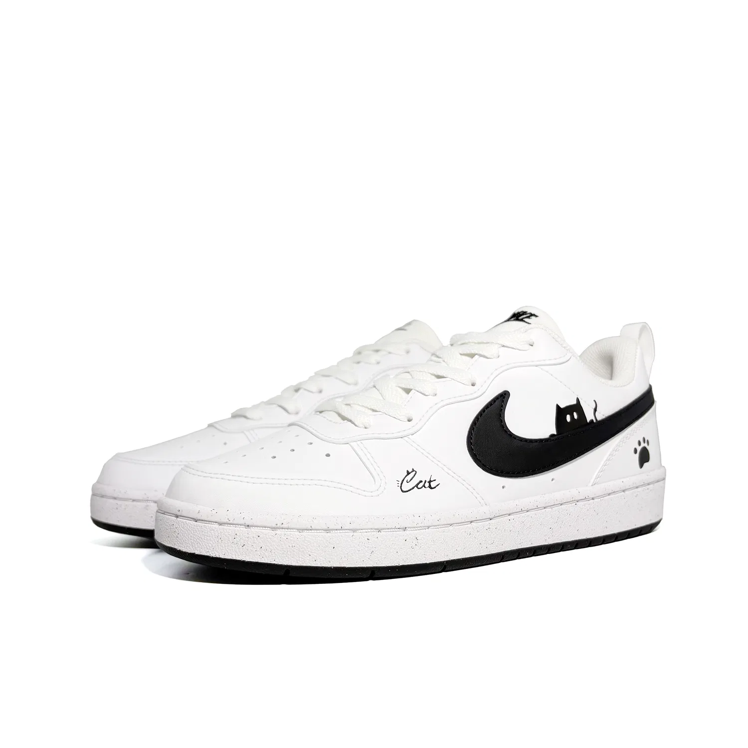 Кроссовки для скейтбординга детские Court Borough Little Black Cat Abrasion Resistant Black White Teenagers Nike — фото 4
