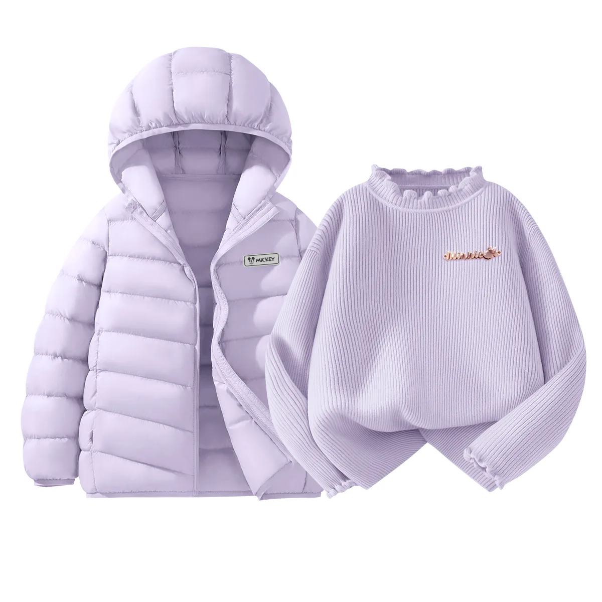 Детская утепленная куртка с подкладкой Disney, [Thickened Thermal]Di H Square Hook-and-Loop K Taro Purple+Di Long Metal Label K Wisteria Purple