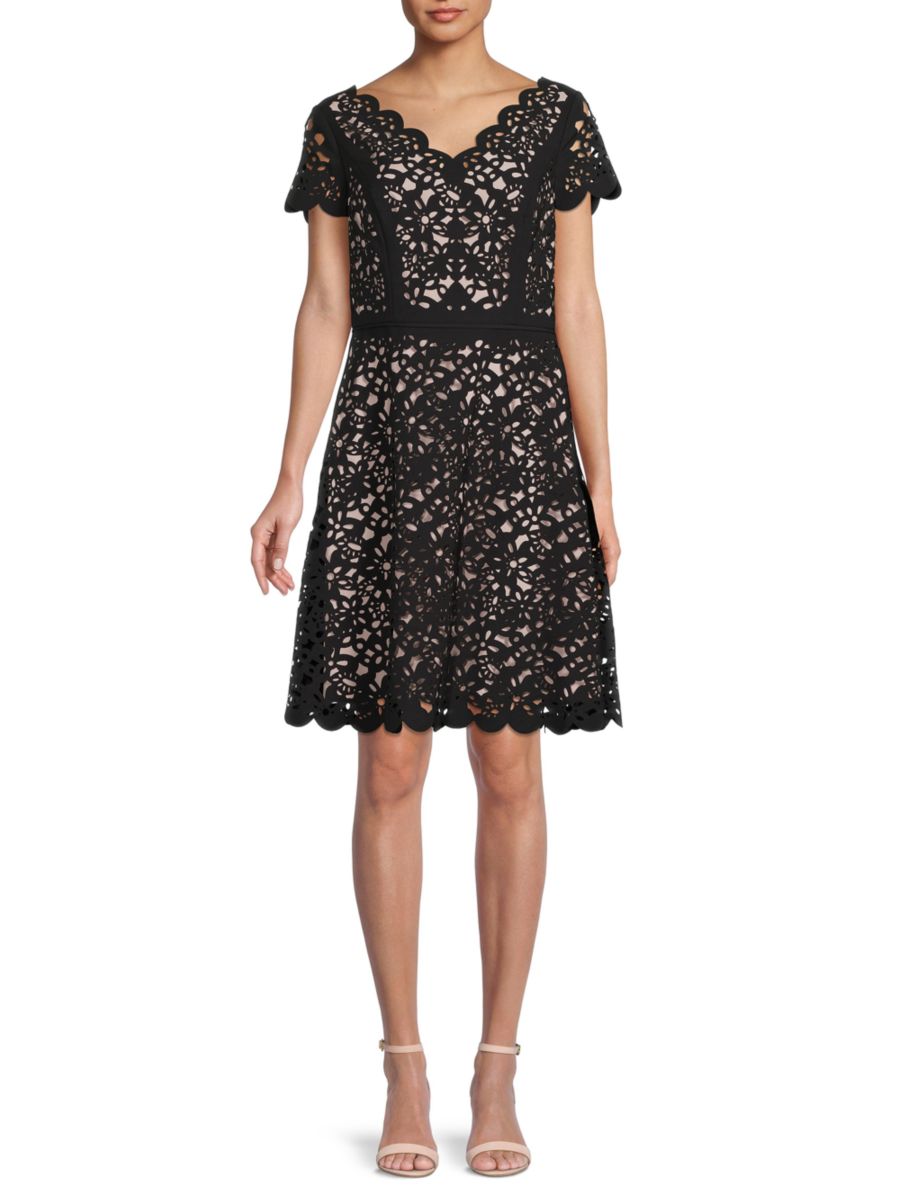 

Платье с лазерной резкой и расклешенным лифом Focus by Shani, цвет Black Nude