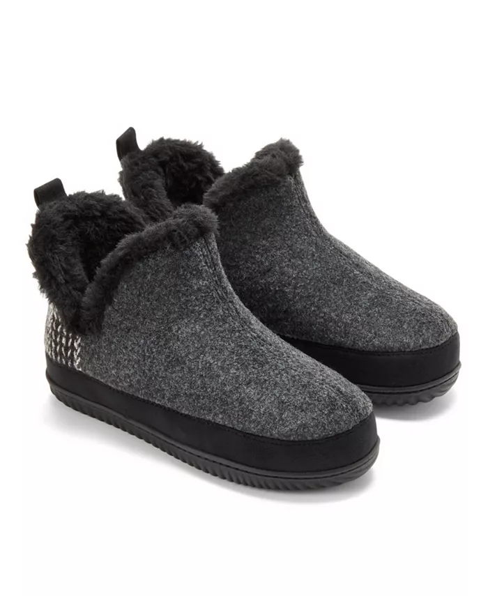 Женские войлочные тапочки-угги в клетку Dearfoams, черный — фото 3