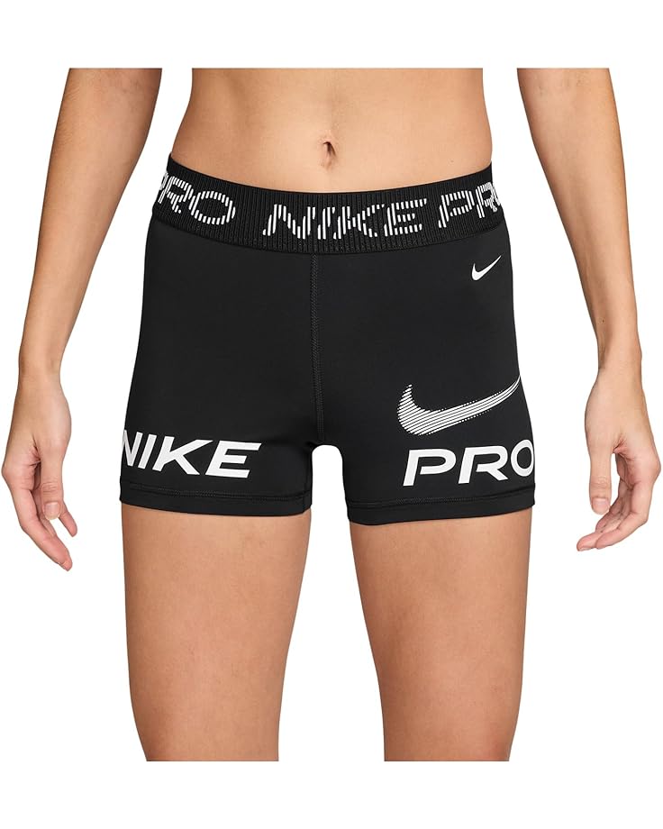 

Шорты Nike Pro Mid-Rise 3" Biker Shorts, цвет Black/White/White