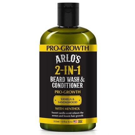 

Pro-Growth 2-в-1 шампунь и кондиционер для бороды с ароматом ванили, сандала и ментола, 12 унций Arlo's