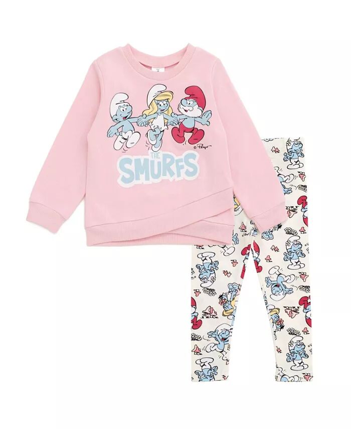 

Комплект одежды для девочек из флиса и штанов Crossover The Smurfs, мультиколор
