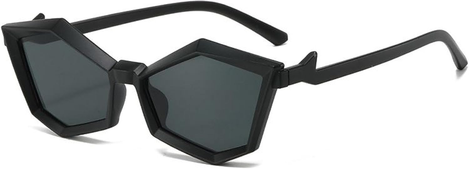 

Модные солнцезащитные очки Polygon Punk для женщин и мужчин, роскошные, в форме «кошачий глаз», неправильной формы, с защитой от УФ-излучения UV400 TVTBBVV, C1matteblack