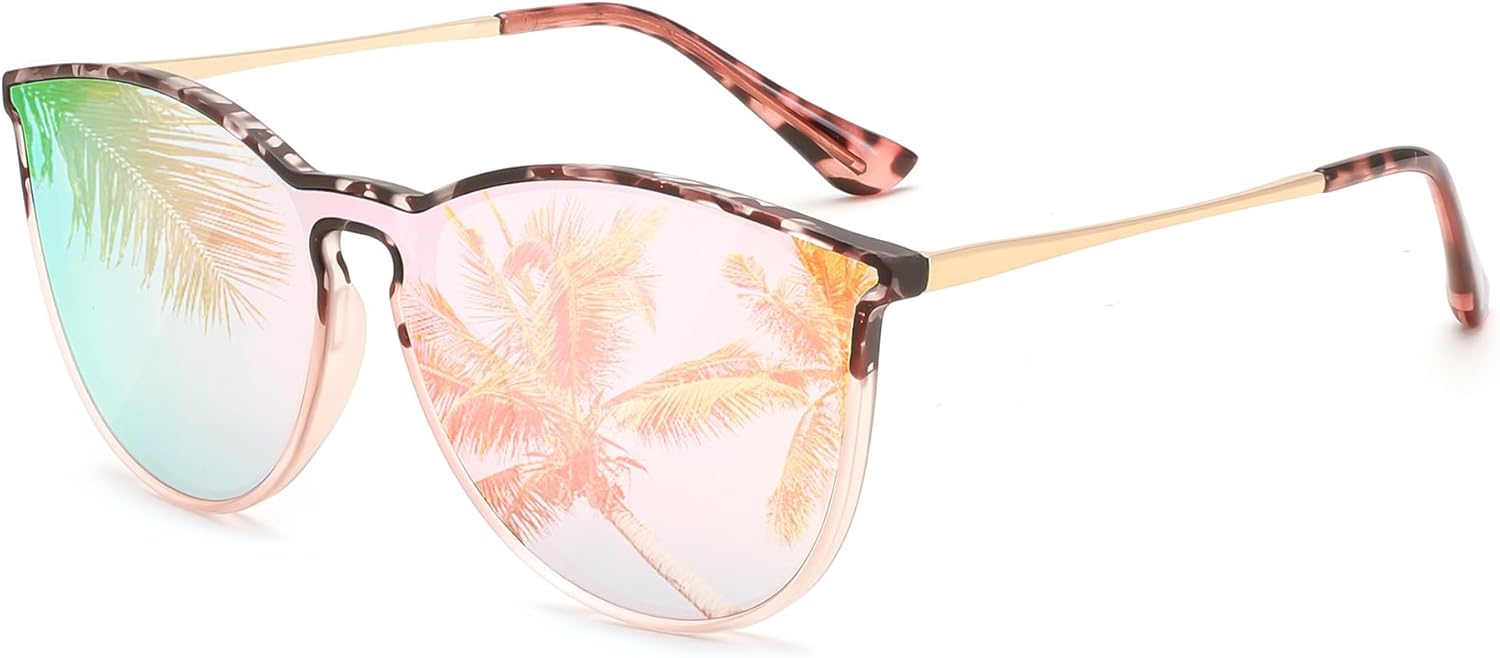 

Солнцезащитные очки FEISEDY для женщин и мужчин, ретро, ​​круглые, «кошачий глаз», дизайнерские, с зеркальными линзами и защитой от УФ-излучения, артикул B0210, Pink Leopard - Pink Revo