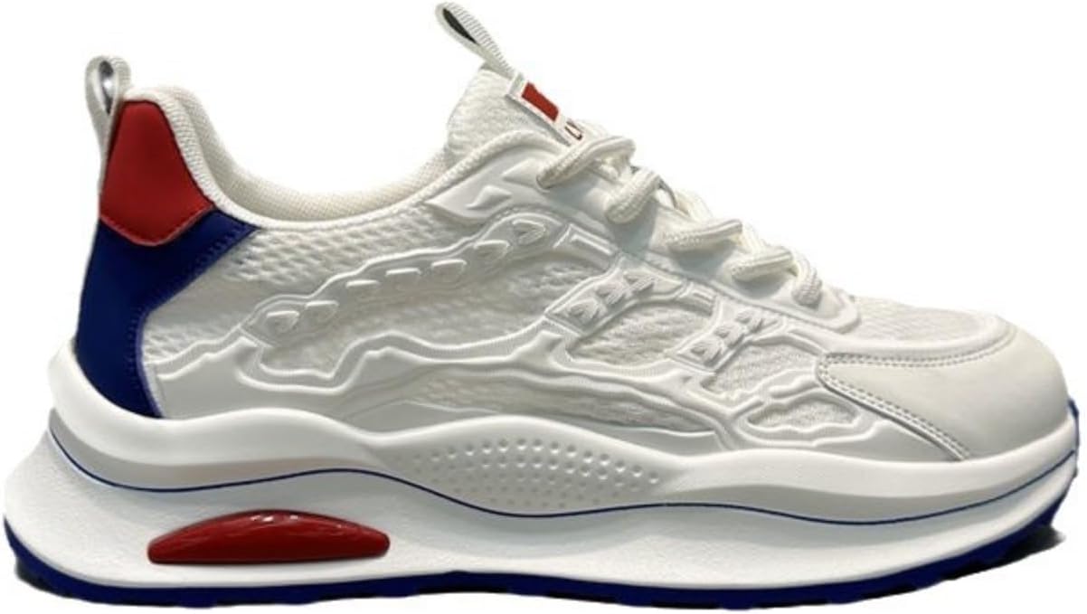 

Кроссовки мужские Azttoztto с дышащей сеткой, повседневная обувь на массивной подошве с амортизирующим комфортом, легкая городская уличная обувь (бело-черные/бело-красные, размеры США 7-9,5)