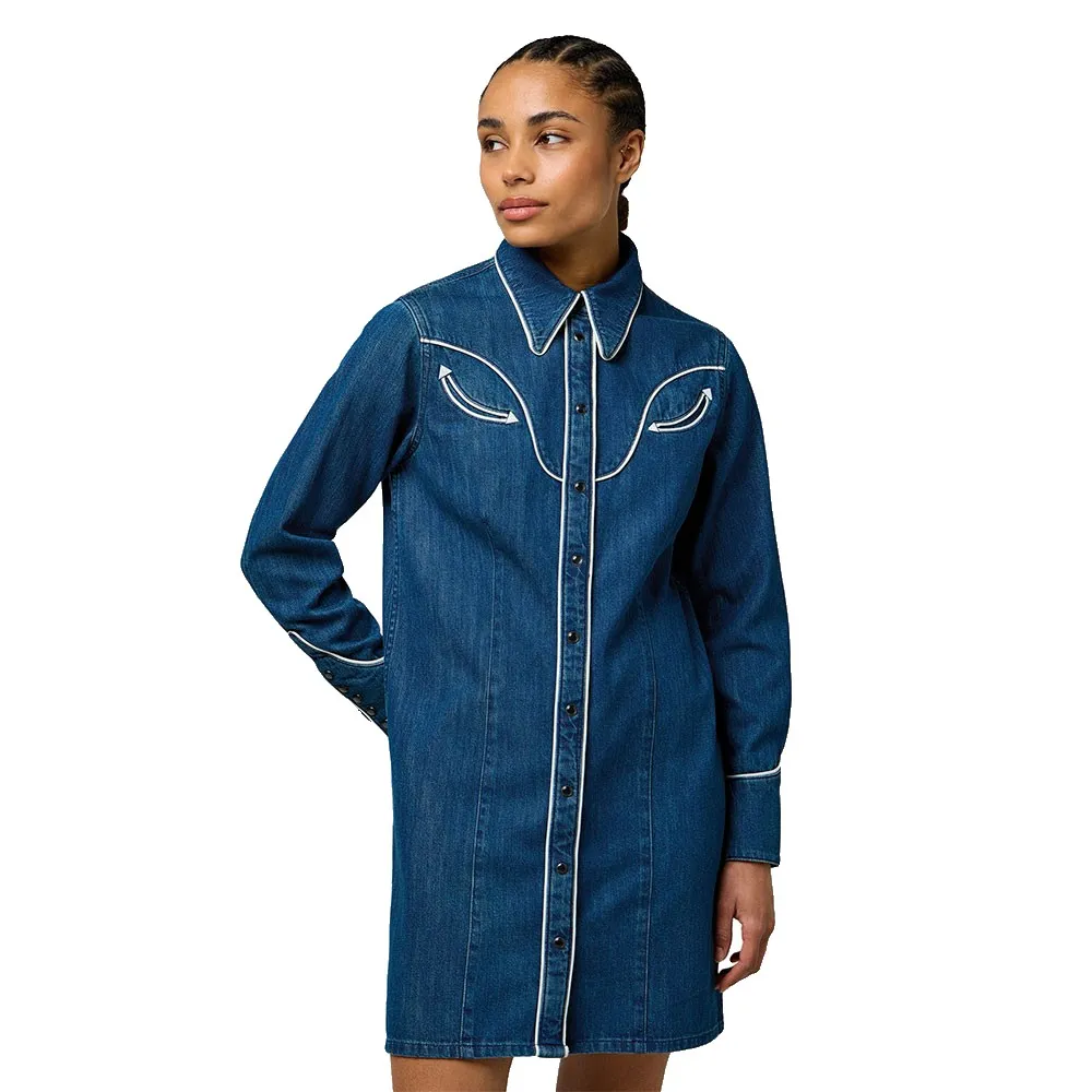 

Платье с длинным рукавом Wrangler Piped Regular Fit, синий