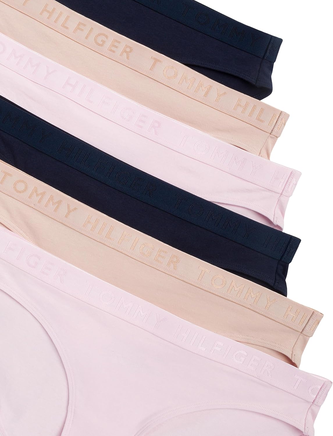 Женские хлопковые бикини с логотипом Tommy Hilfiger, комплект из 6 шт., Pink/Beige/Navy — фото 2