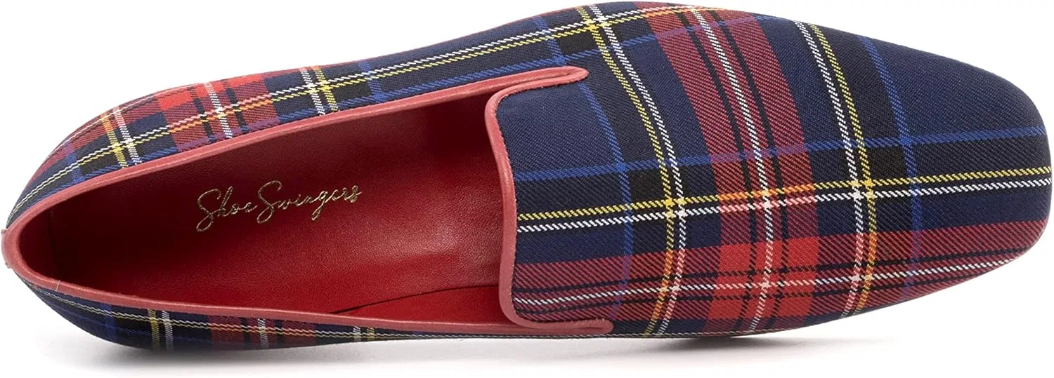 Лоферы slip-on с принтом в клетку, красный и синий ShoeSwingers — фото 2