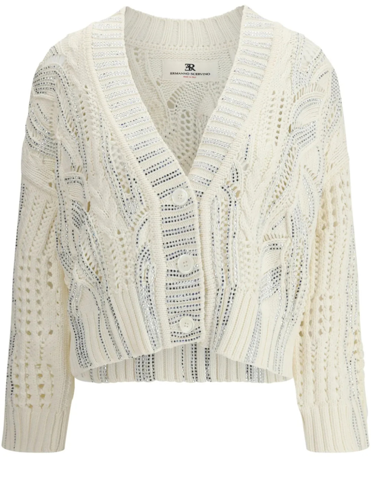 

Кардиган Ermanno Scervino, украшенный стразами, белый
