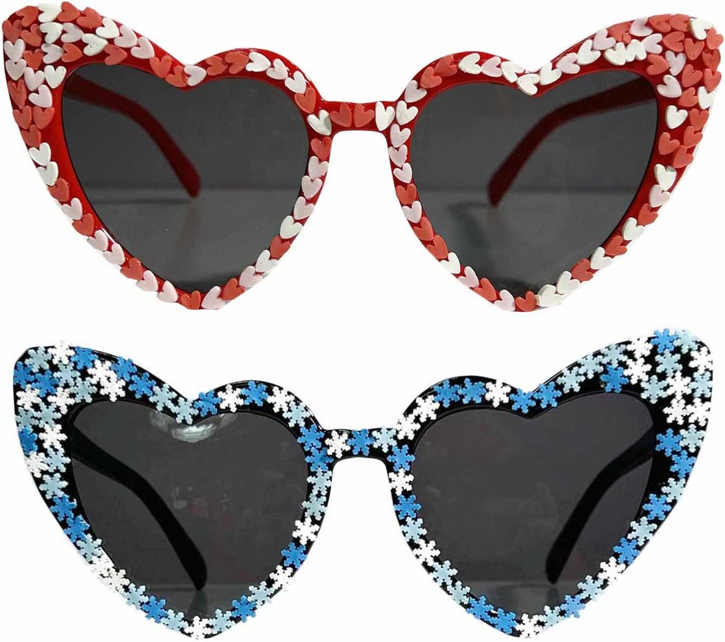 

Солнцезащитные очки COTIA в форме сердца для женщин, модные, милые, с оригинальным дизайном, в стиле ретро «кошачий глаз», винтажные, с защитой от УФ-излучения UV400, 2pcs Red+black