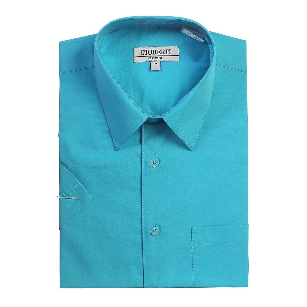 

Gioberti Мужская однотонная классическая рубашка с коротким рукавом, цвет Teal